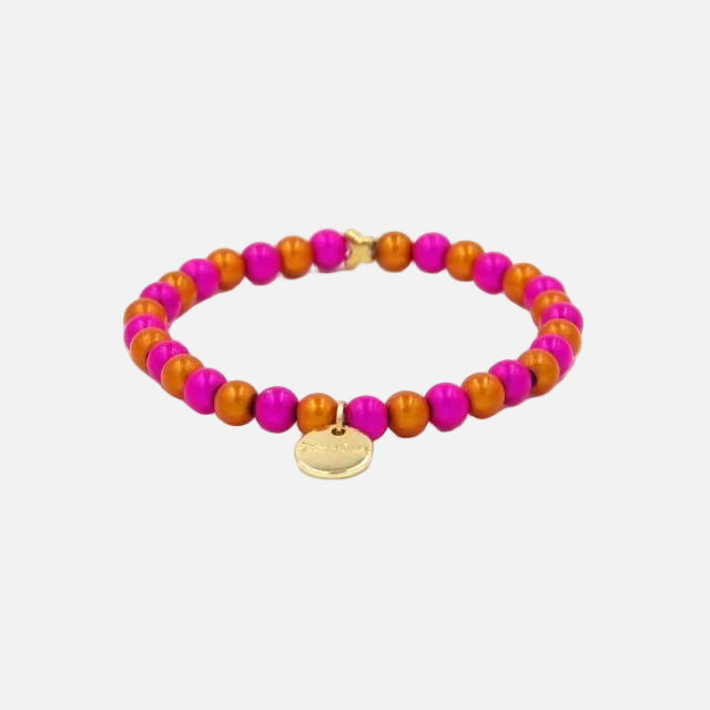 Perlenarmband Pink & Orange Fine mit 3D Matt Glow Effekt