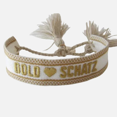 "Goldschatz" Stoffarmband Weiß
