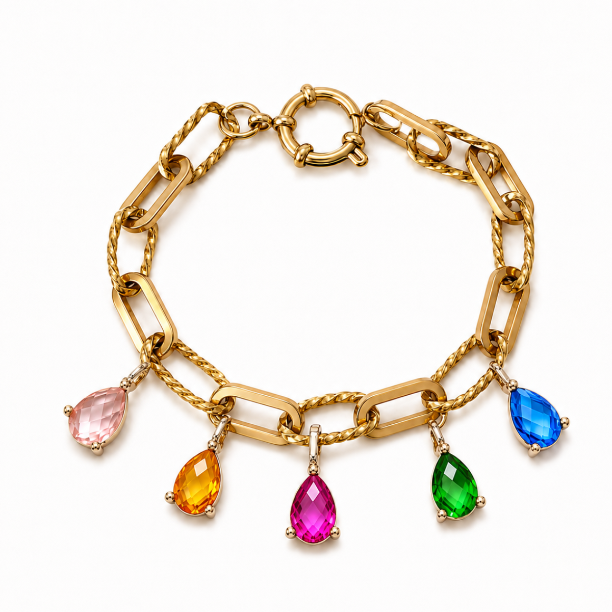 Edelstahl-Charm-Armband Deluxe Tropfen Gold – 19,5 cm | Limited Edition