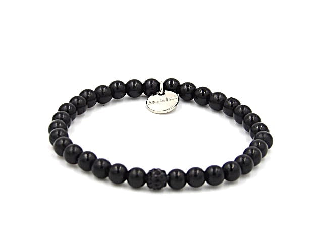 Black Night Perlenarmband mini mit Glitzerperle 6mm