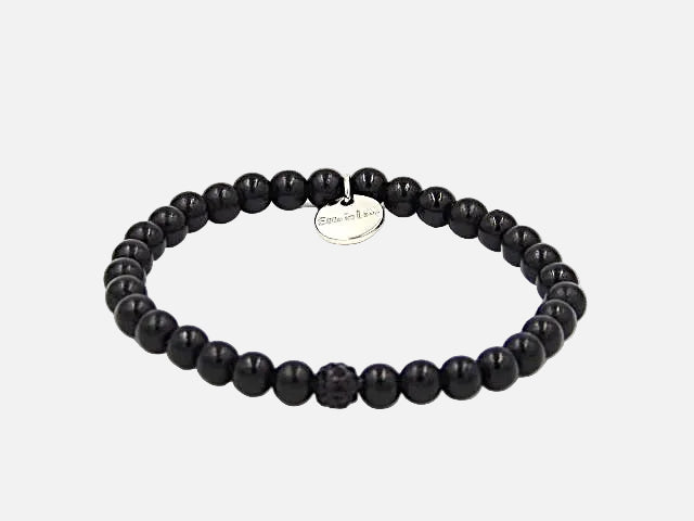Black Night Perlenarmband mini mit Glitzerperle 6mm