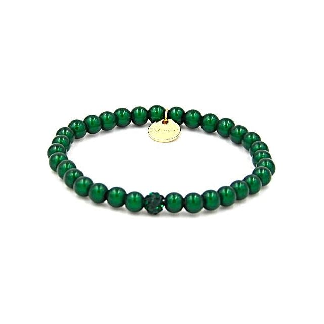 Perlenarmband Smaragd mit Glitzerperle – Mini
