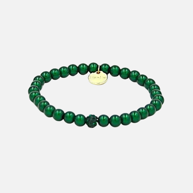 Perlenarmband Smaragd mit Glitzerperle – Mini