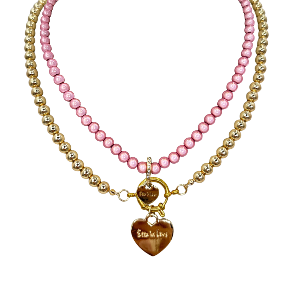 Halsketten Set Rosa – 3D Halskette & Goldkette