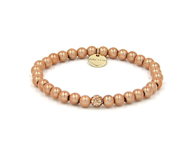 White Peach Perlenarmband mini mit Glitzerperle 6mm