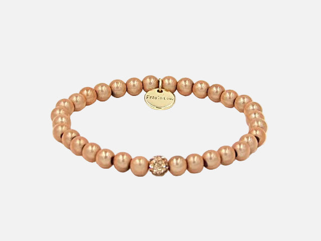 White Peach Perlenarmband mini mit Glitzerperle 6mm