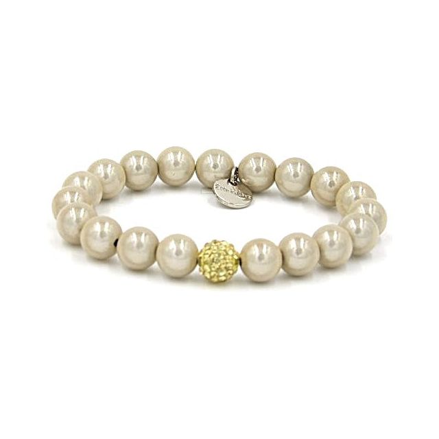 Perlenarmband Champagner mit Glitzerperle