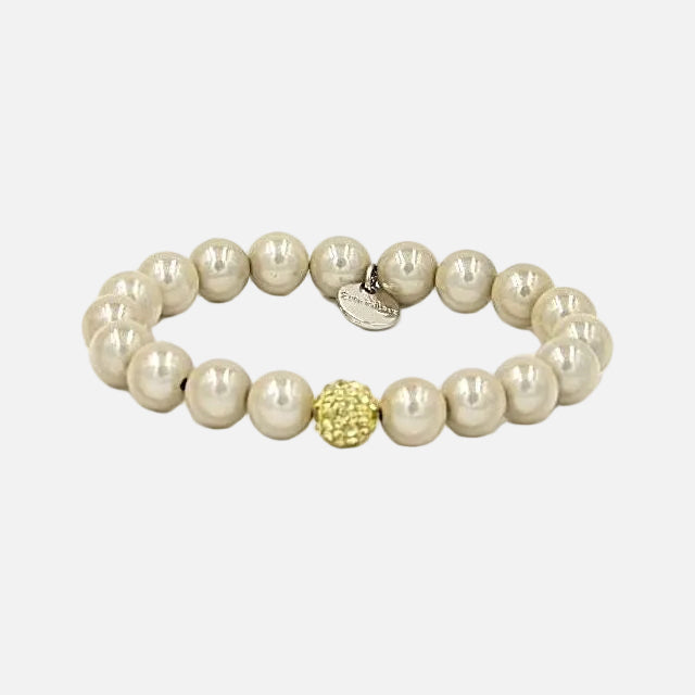 Perlenarmband Champagner mit Glitzerperle