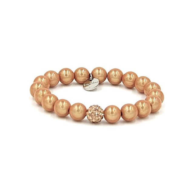 Perlenarmband Pfirsich mit Glitzerperle
