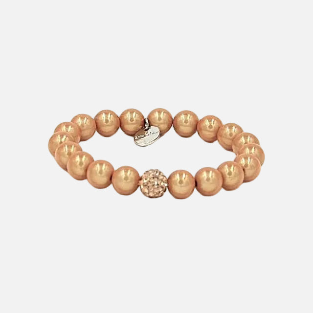 Perlenarmband Pfirsich mit Glitzerperle