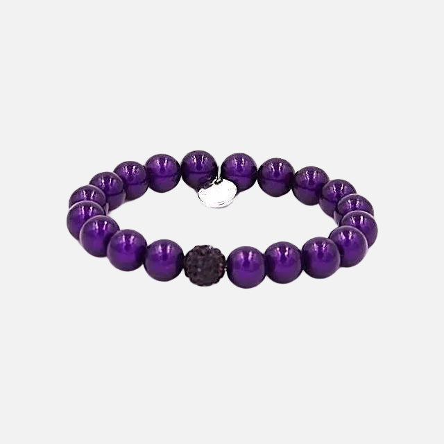 Perlenarmband Plum Autumn mit Glitzerperle
