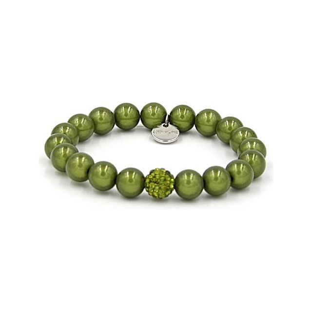 Perlenarmband Farn Nature mit Glitzerperle