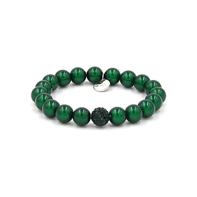 Perlenarmband Smaragd mit Glitzerperle