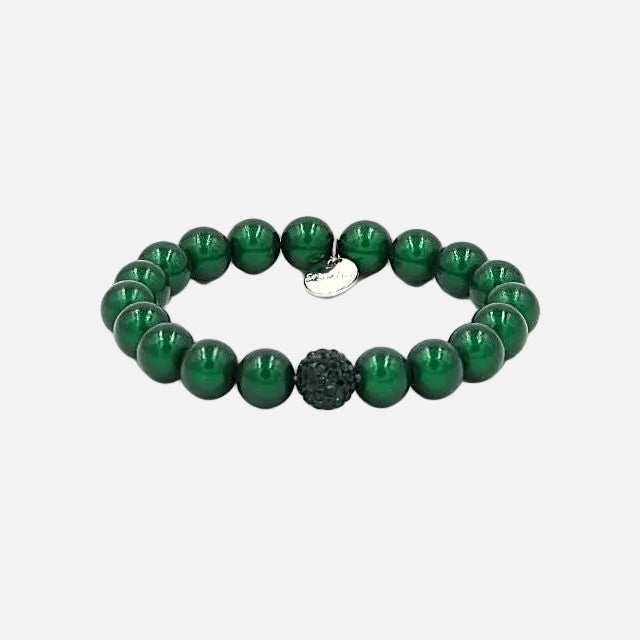 Perlenarmband Smaragd mit Glitzerperle
