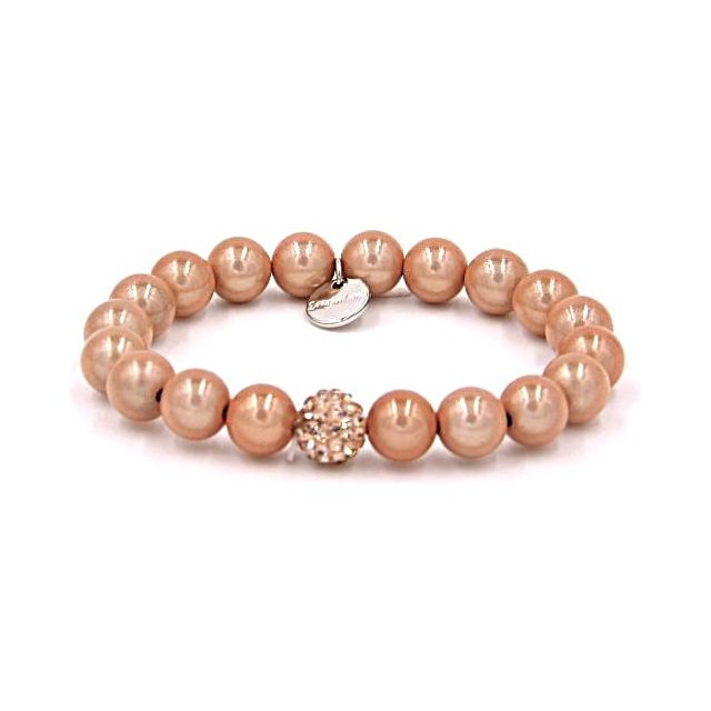 Perlenarmband White Peach mit Glitzerperle