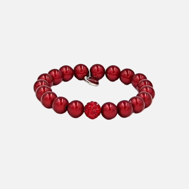 Perlenarmband Scarlet Red mit Glitzerperle