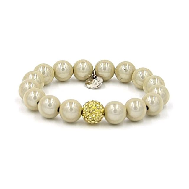 Perlenarmband Champagner mit Glitzerperle