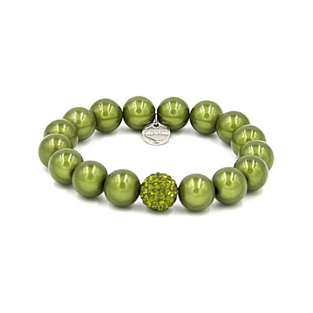 Perlenarmband Farn Nature mit Glitzerperle