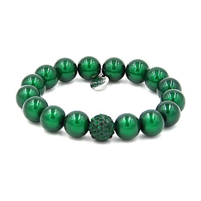 Perlenarmband Smaragd mit Glitzerperle