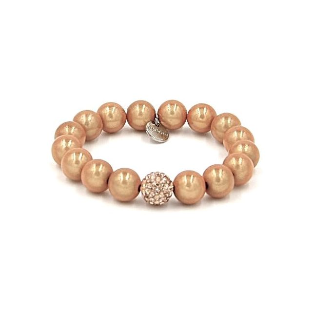 Perlenarmband White Peach mit Glitzerperle