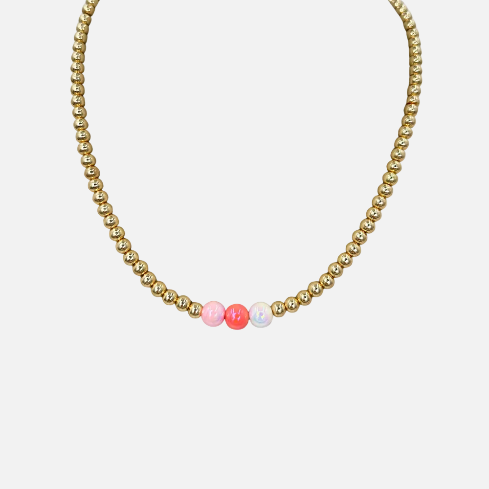 Halskette 14K vergoldet Fine Multi Rosa mit 3D Intensiv Glow Effekt
