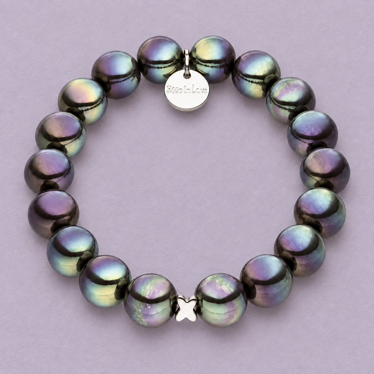 Perlenarmband Dunkelgrau mit 3D Intensiv Glow Effekt