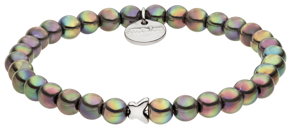 Perlenarmband dunkelgrau mit Schimmer