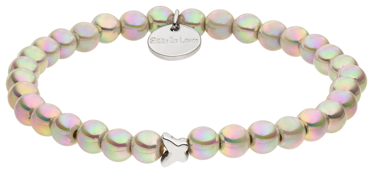 Perlenarmband hellgrau mit Schimmer