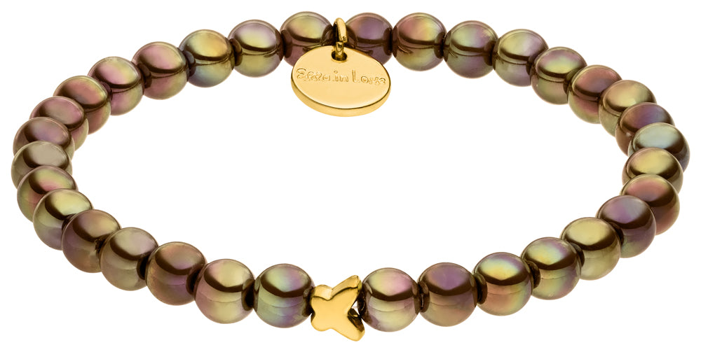 Perlenarmband mocca mit Schimmer