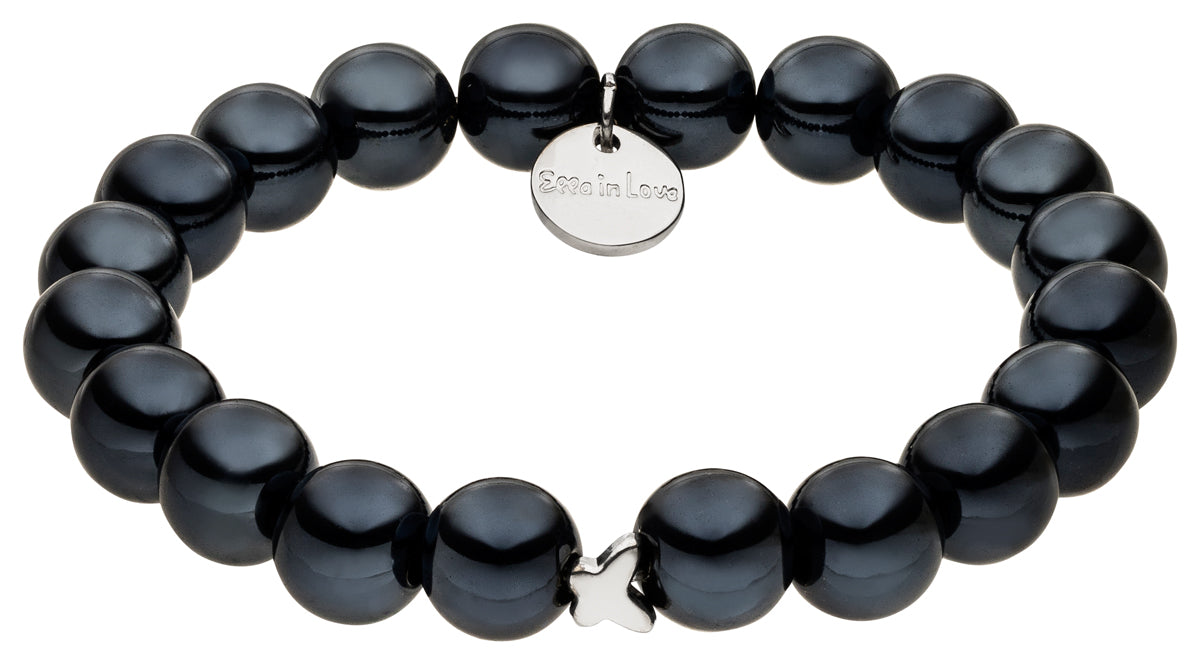 Perlenarmband schwarz mit Schimmer