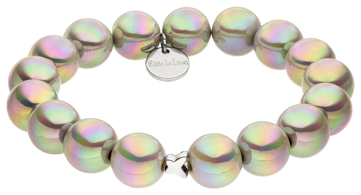 Perlenarmband hellgrau mit Schimmer