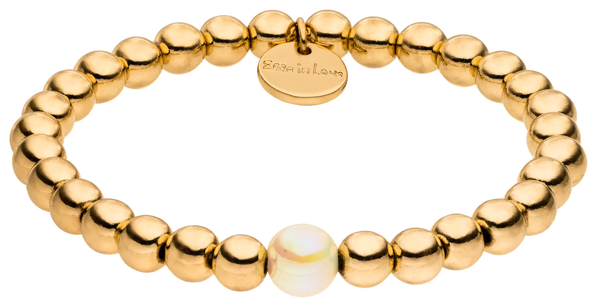 Perlenarmband Gold Deluxe mit champagner glow perle