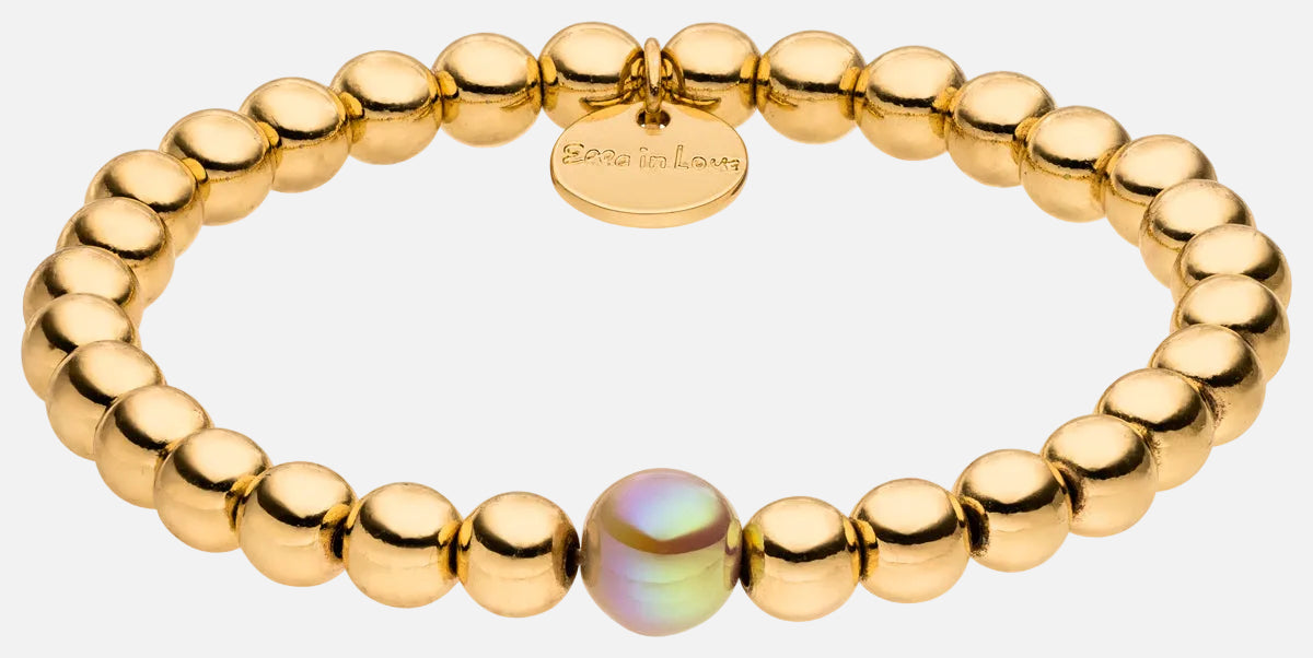 Perlenarmband 14K Vergoldet Fine Hellbraun mit 3D Intensiv Glow Effekt