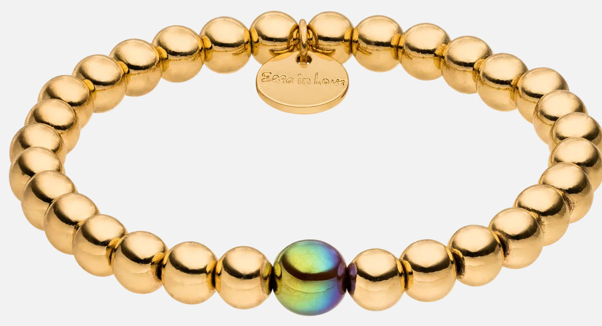 Perlenarmband 14K Vergoldet Fine Dunkelbraun mit 3D Intensiv Glow Effekt