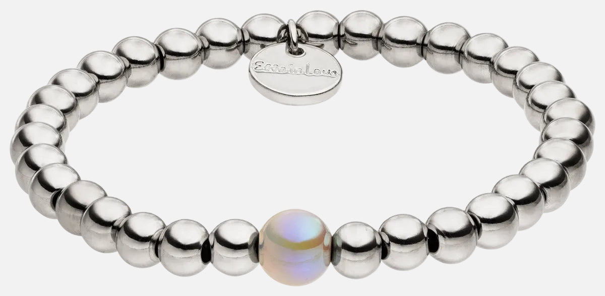 Perlenarmband Versilbert Fine Hellgrau mit 3D Intensiv Glow Effekt