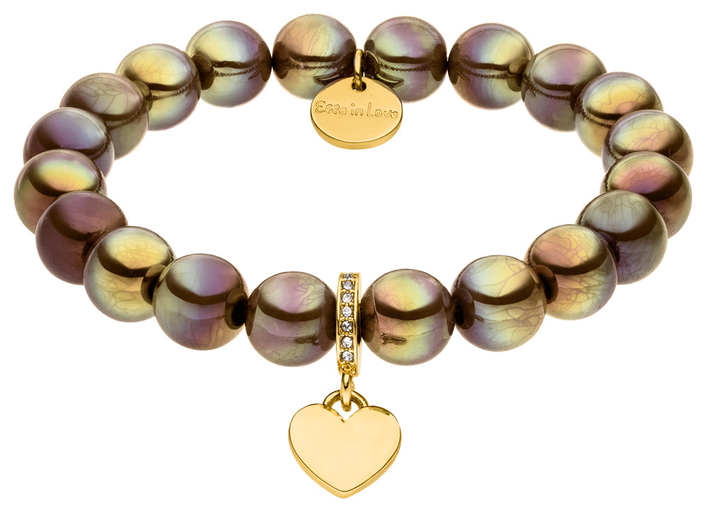 Perlenarmband mocha glow mit Herz