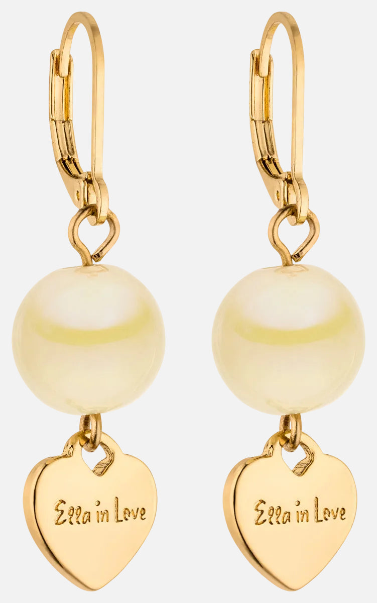 Goldene Ohrringe mit Herzanhänger – Champagner Intensiv Glow