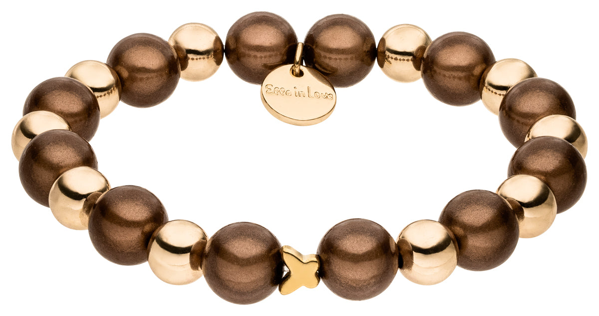 Perlenarmband mocca-mousse /gold