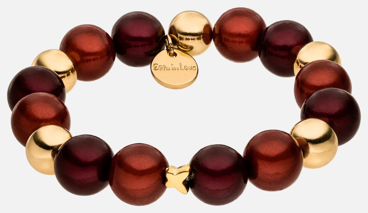 Perlenarmband Rot & Gold mit 3D Matt Glow Effekt