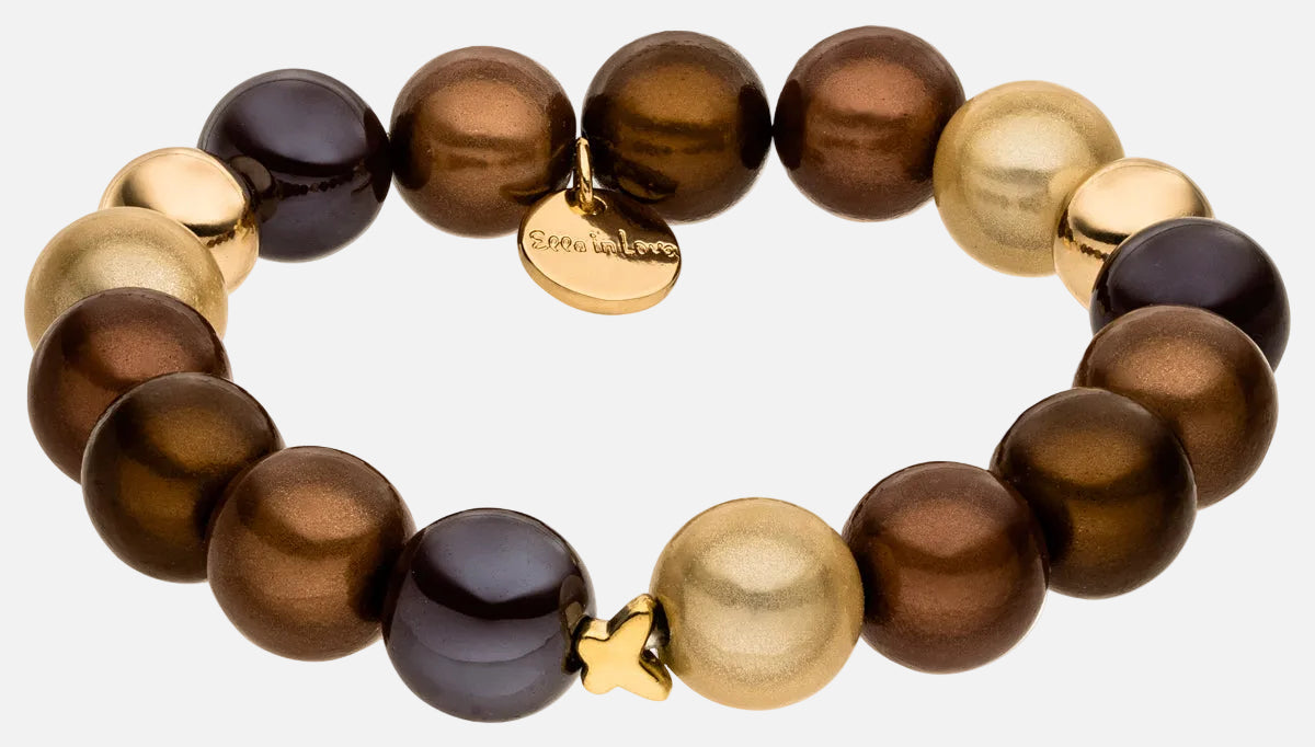Perlenarmband Multi Braun mit 3D Matt Glow Effekt