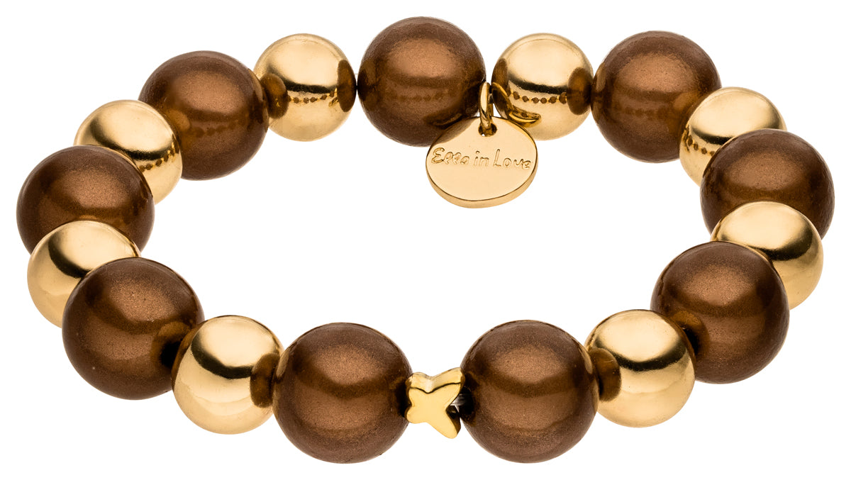 Perlenarmband mocca-mousse /gold