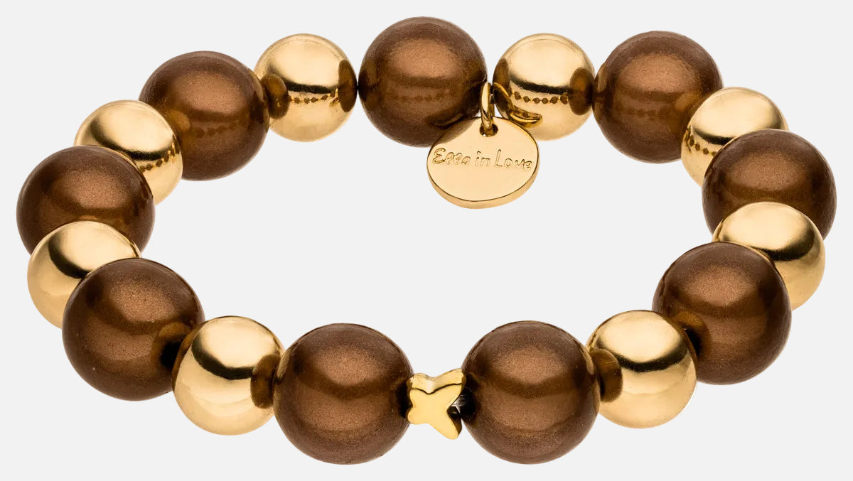 Perlenarmband Braun & Gold mit 3D Matt Glow Effekt