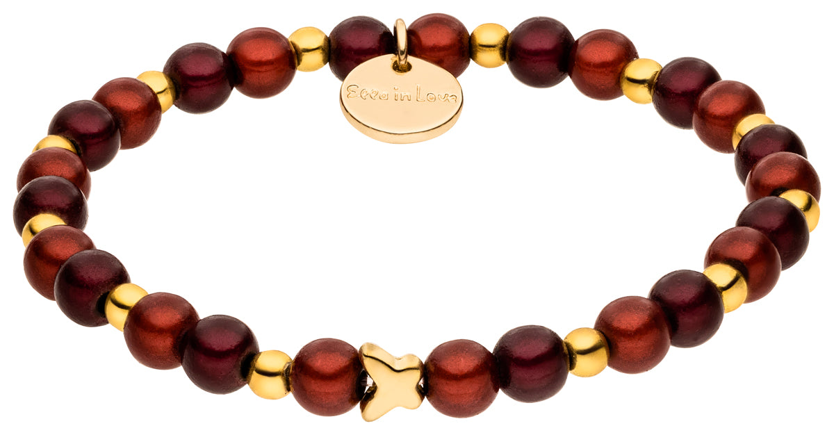 Perlenarmband burgundy rouge/gold