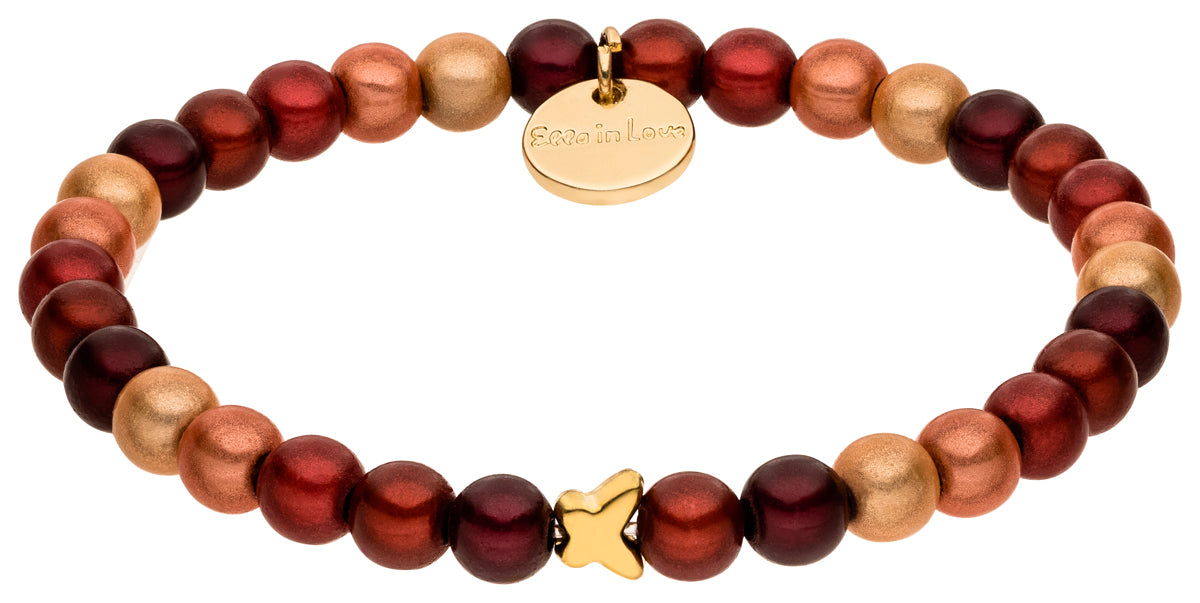 Perlenarmband burgundy rouge mixed