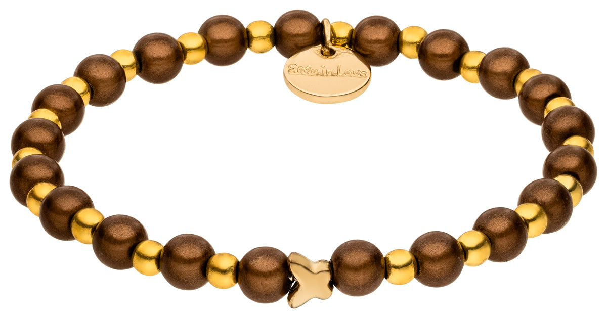 Perlenarmband mocca-mousse /gold