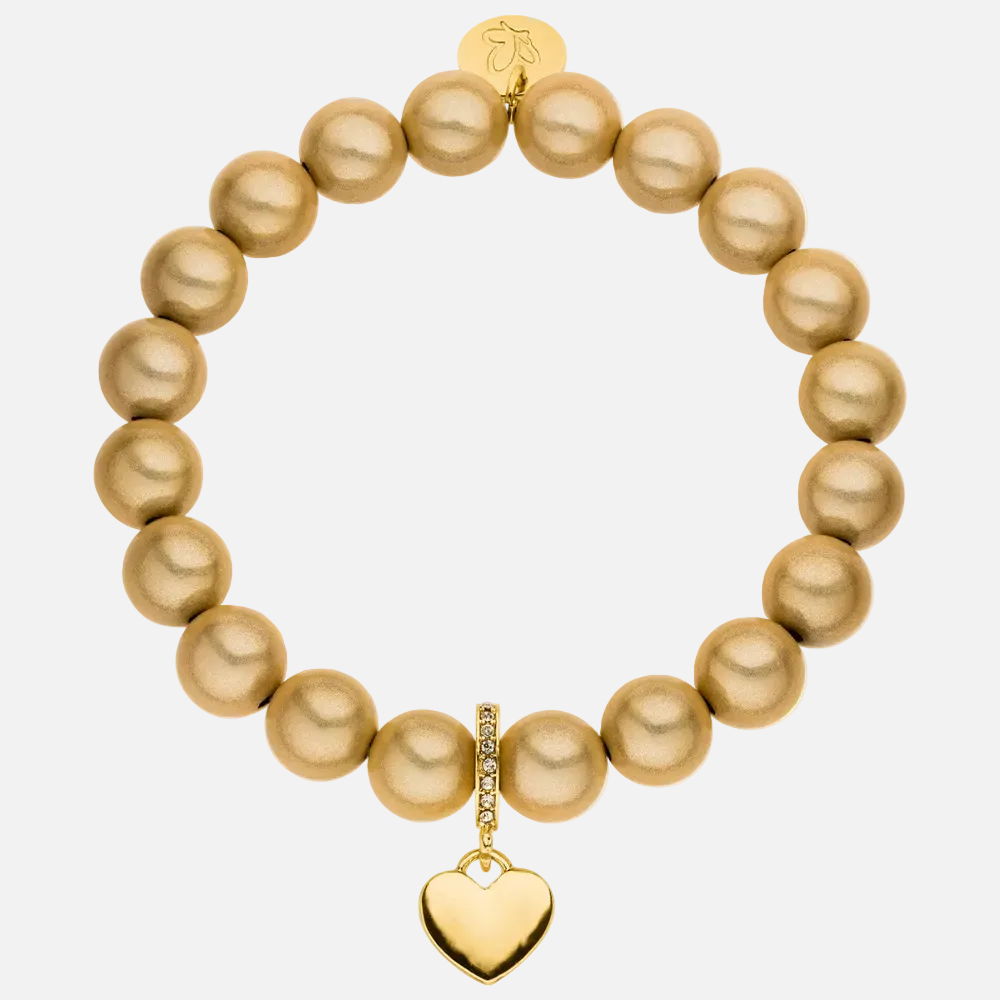 Perlenarmband mit Herzanhänger Classic Chamganer mit 3D Matt Glow Effekt