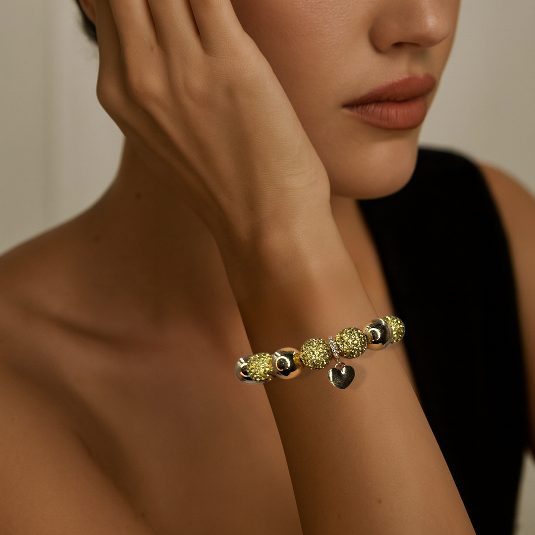 Perlenarmband Glitzer 14mm Gold