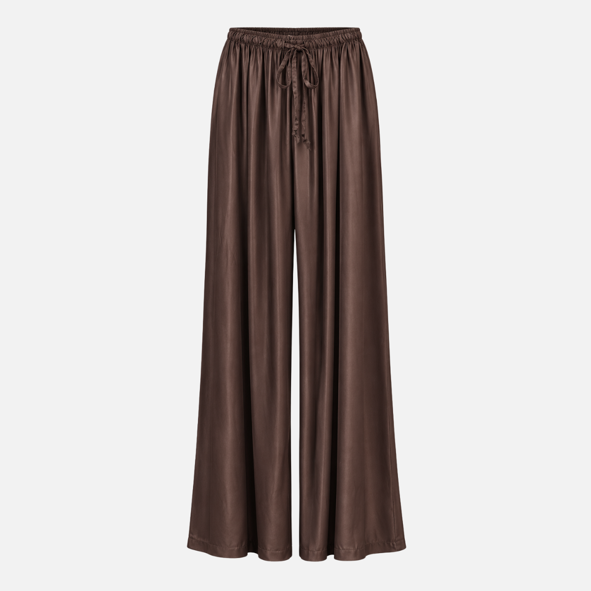 Damen-Seidenhose Schokobraun – weit geschnitten, One Size