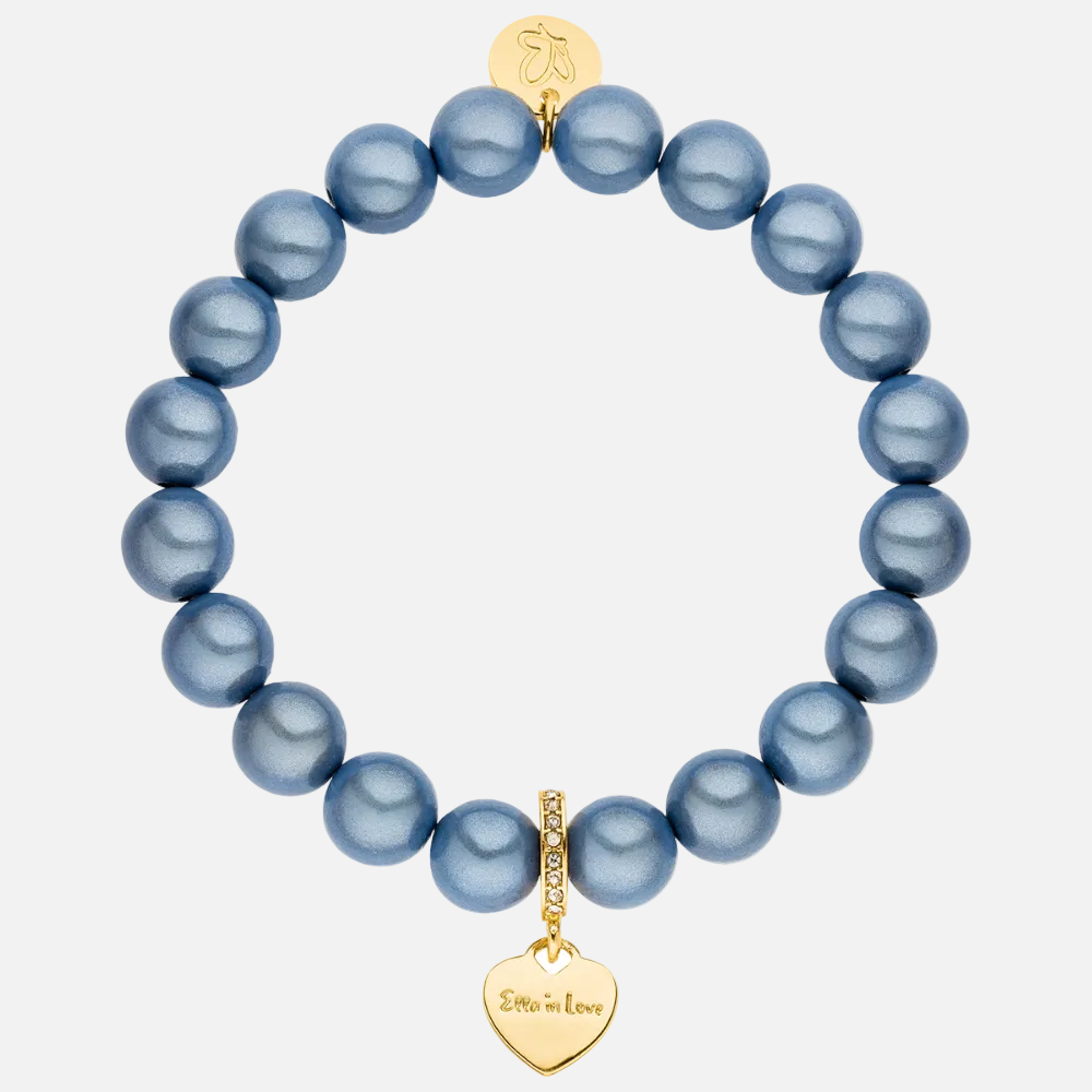 Perlenarmband mit Herzanhänger Classic Hellblau mit 3D Matt Glow Effekt