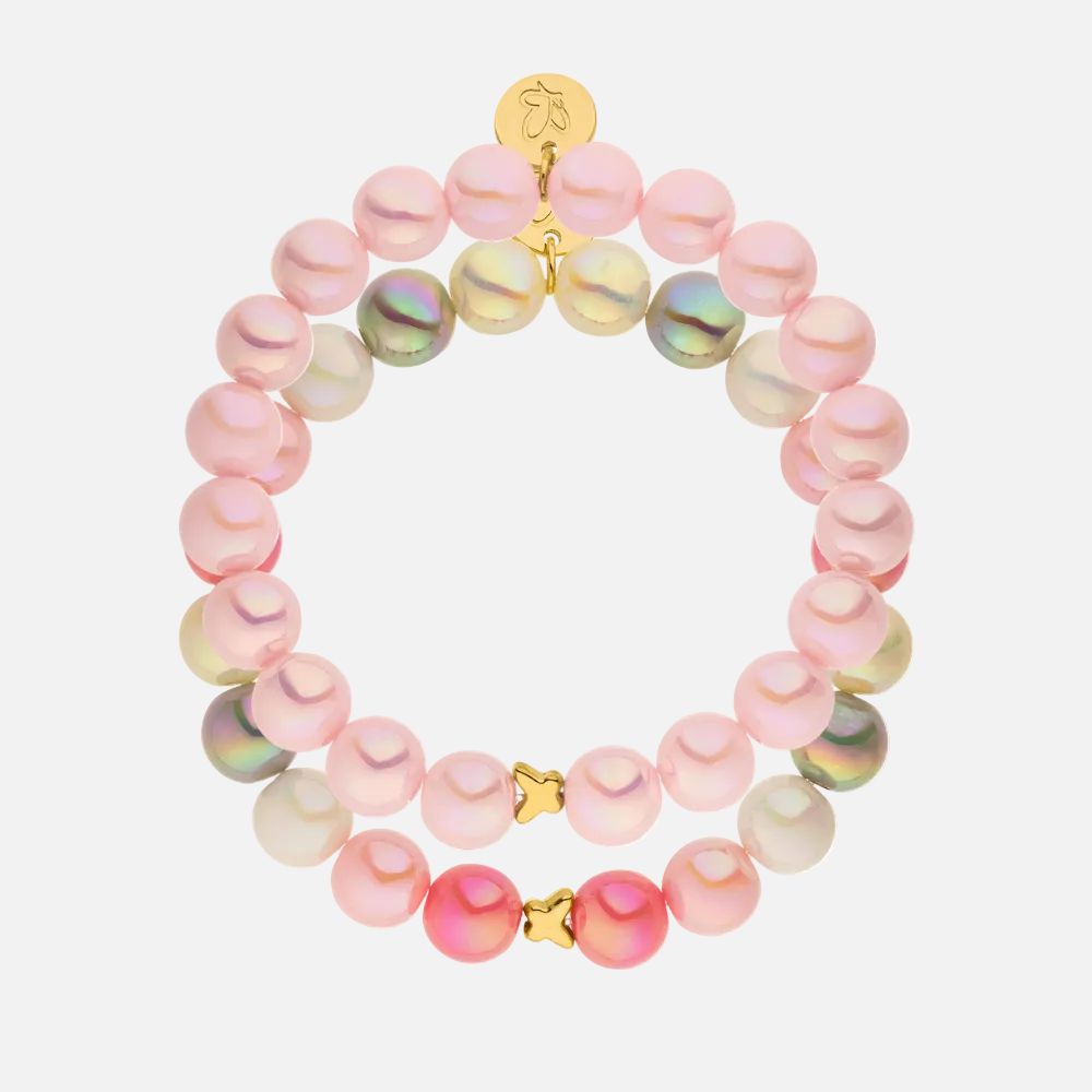 Perlenarmband Set Multicolor & Rosa mit 3D Intensiv Glow Effekt